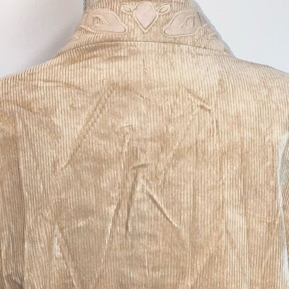 Victor Costa Womens Embroidered Hippy Boho tan Jacket Top corduroy Sz 1X - Picture 4 of 7